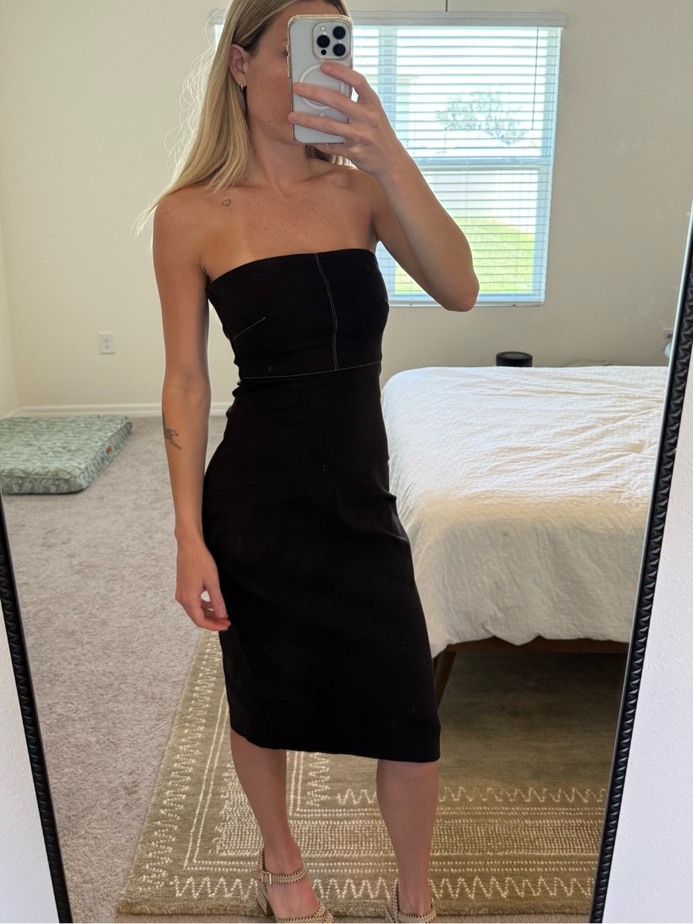 Vintage Express Brown Stretch Midi Fitted Dress